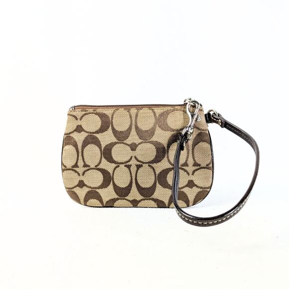 COACH Signature Canvas Wristlet – Beige & Brown - Picture 2 of 5